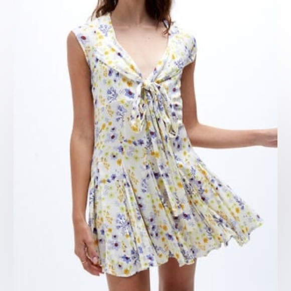 Free People Dresses & Skirts - NWT FREE PEOPLE “It Takes Two” wrap mini dress in ivory combo
